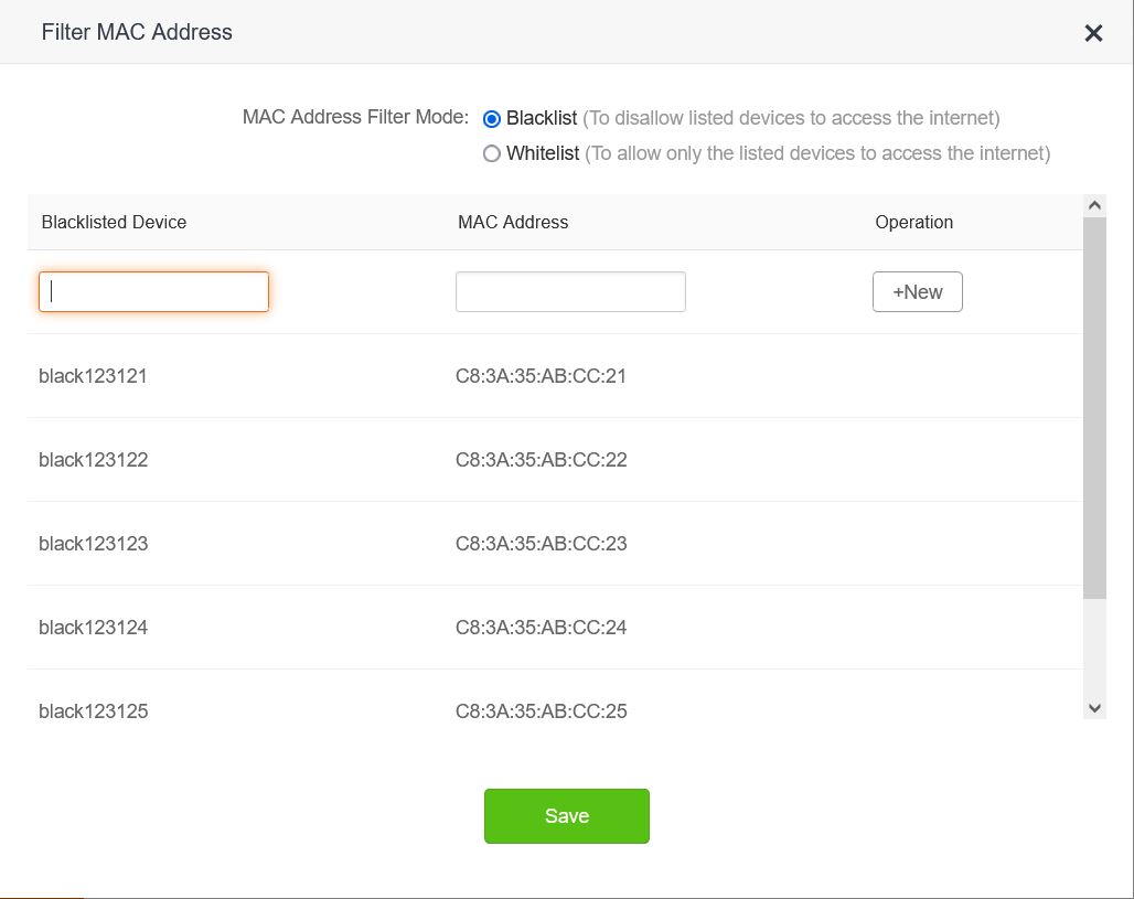 Filter Mac Address